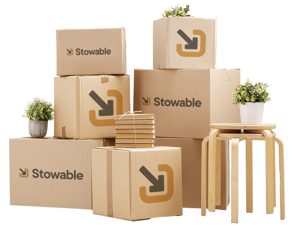 Stack of Stowable boxes for self storage, home storage, business storage